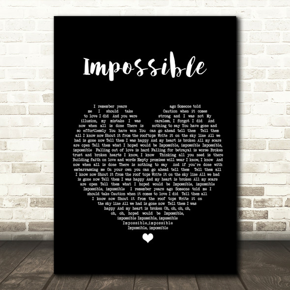 James Arthur Impossible Black Heart Song Lyric Quote Print
