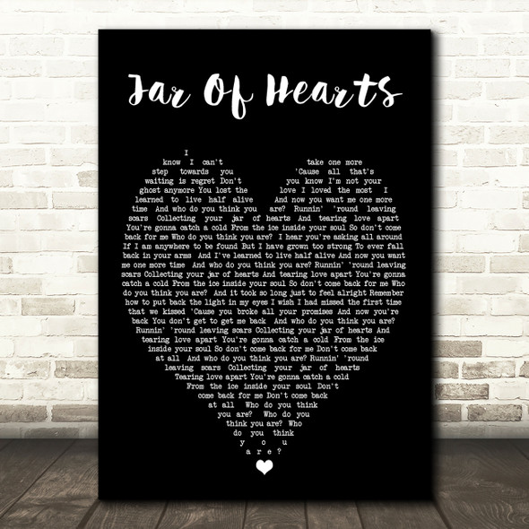 Jar Of Hearts Christina Perri Black Heart Quote Song Lyric Print