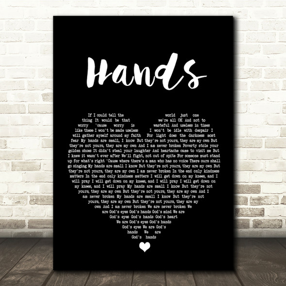 Jewel Hands Black Heart Song Lyric Quote Print