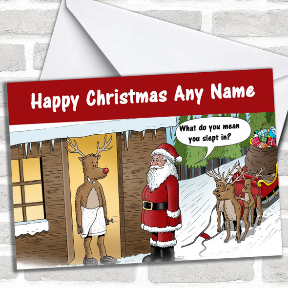 Funny Joke Slept In Christmas Card Personalized