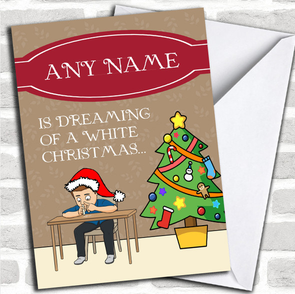 Funny White Christmas Male Personalized Christmas Card