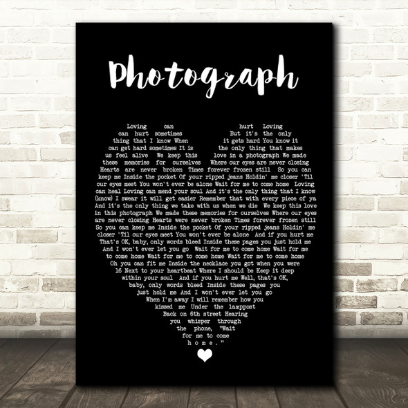 Photograph Ed Sheeran Black Heart Quote Song Lyric Print