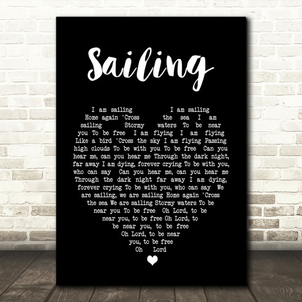Sailing Rod Stewart Black Heart Song Lyric Quote Print