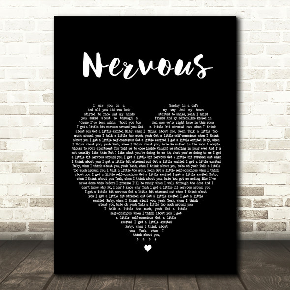 Shawn Mendes Nervous Black Heart Song Lyric Quote Print