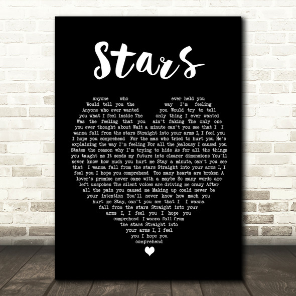 Simply Red Stars Black Heart Song Lyric Quote Print