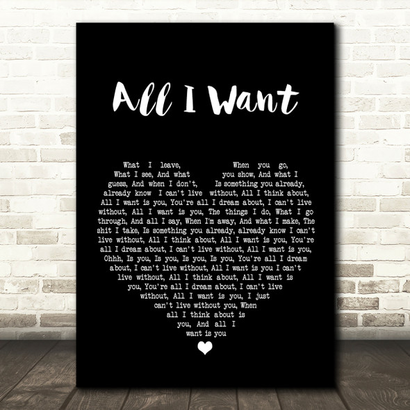Staind All I Want Black Heart Song Lyric Quote Print