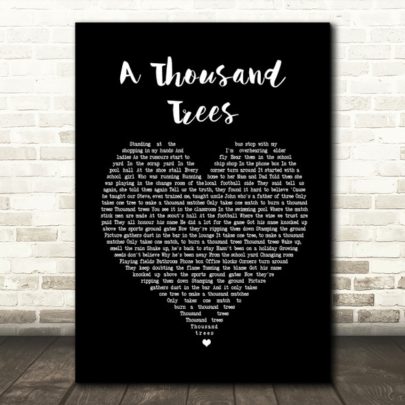 Stereophonics A Thousand Trees Black Heart Song Lyric Quote Print