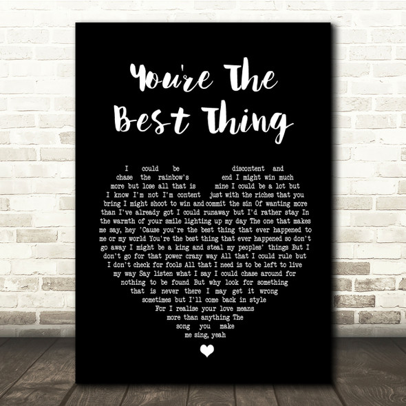 The Style Council You're The Best Thing Black Heart Song Lyric Quote Print