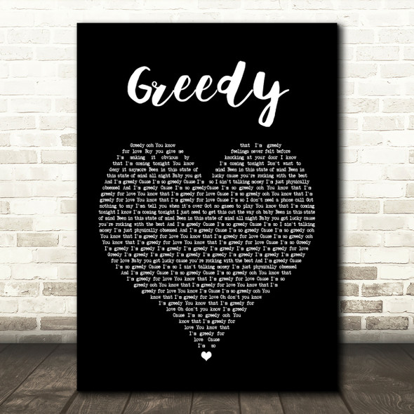 Ariana Grande Greedy Black Heart Song Lyric Quote Print