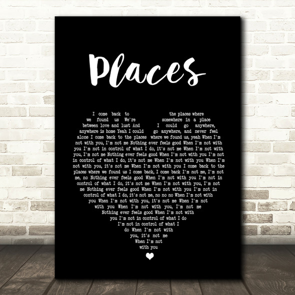 Martin Solveig Places Black Heart Song Lyric Quote Print