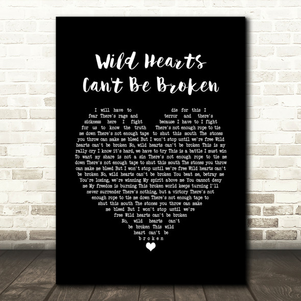 Pink Wild Black Hearts Can't Be Broken Black Heart Song Lyric Quote Print