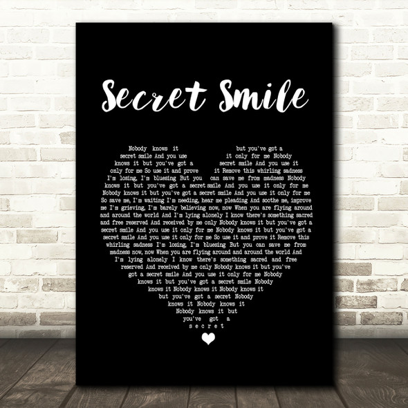 Semisonic Secret Smile Black Heart Song Lyric Quote Print