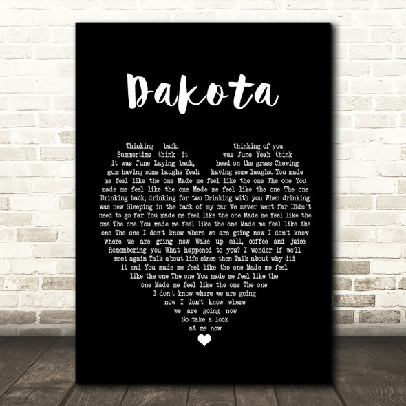 Stereophonics Dakota Black Heart Song Lyric Quote Print