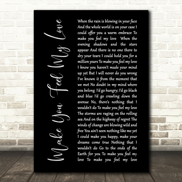 Adele Make You Feel My Love Black Script Song Lyric Quote Print