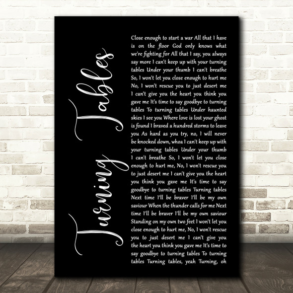 Adele Turning Tables Black Script Song Lyric Quote Print