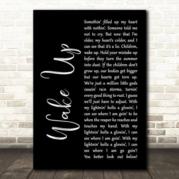 Arcade Fire Wake Up Black Script Song Lyric Quote Print