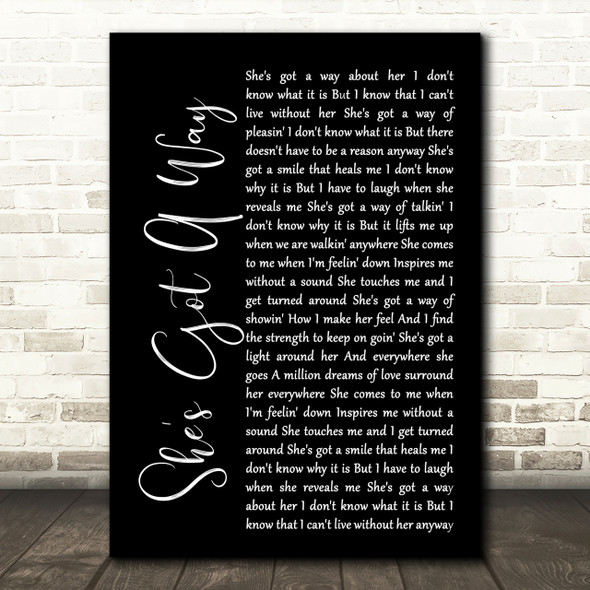 Billy Joel She's Got A Way Black Script Song Lyric Quote Print