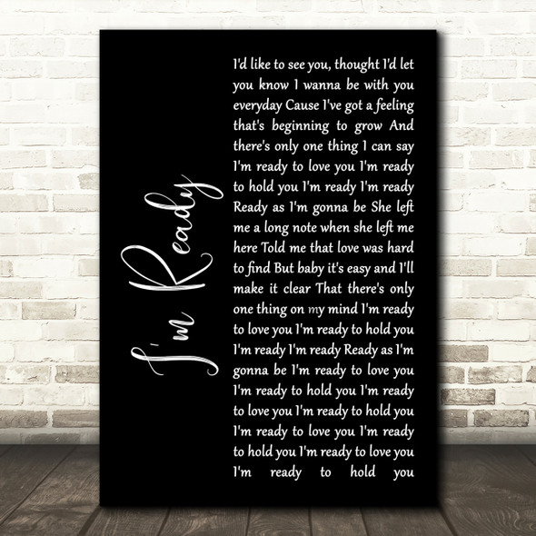 Bryan Adams I'm Ready Black Script Song Lyric Quote Print