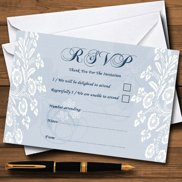 Vintage Lace Pale Blue Chic Personalized RSVP Cards