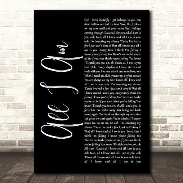 Jess Glynne All I Am Black Script Song Lyric Quote Print