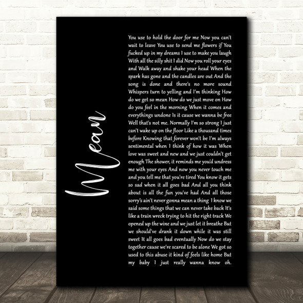 Pink Mean Black Script Song Lyric Quote Print