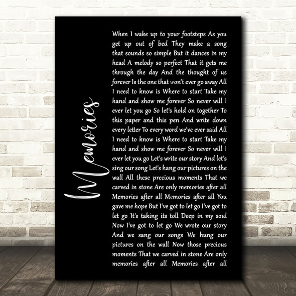 Shawn Mendes Memories Black Script Song Lyric Quote Print