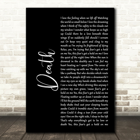 White Lies Death Black Script Song Lyric Quote Print