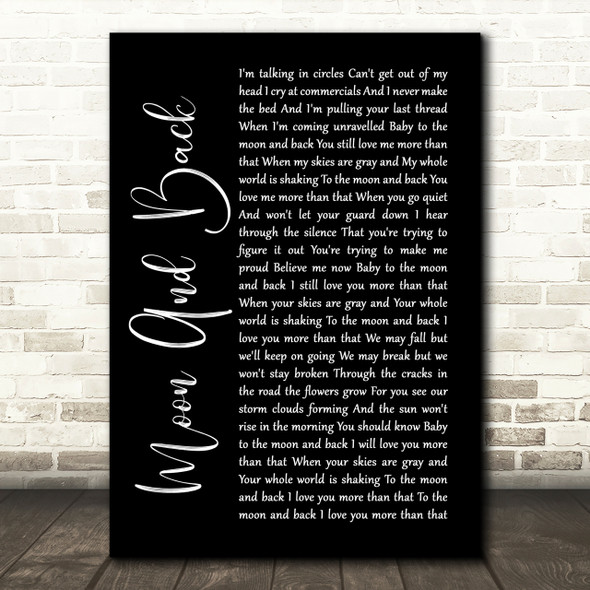 Alice Kristiansen Moon And Back Black Script Song Lyric Quote Print