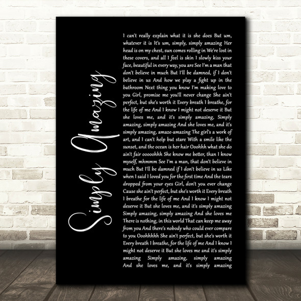 Trey Songz Simply Amazing Black Script Song Lyric Quote Print