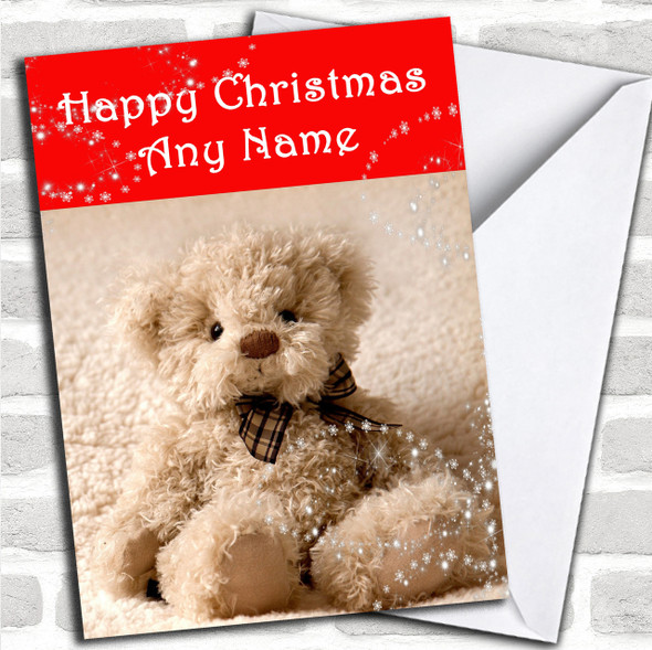 Beautiful Cuddly Teddy Bear Personalized Christmas Card