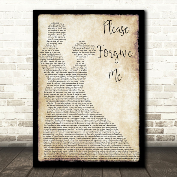 Bryan Adams Please Forgive Me Song Lyric Man Lady Dancing Quote Print