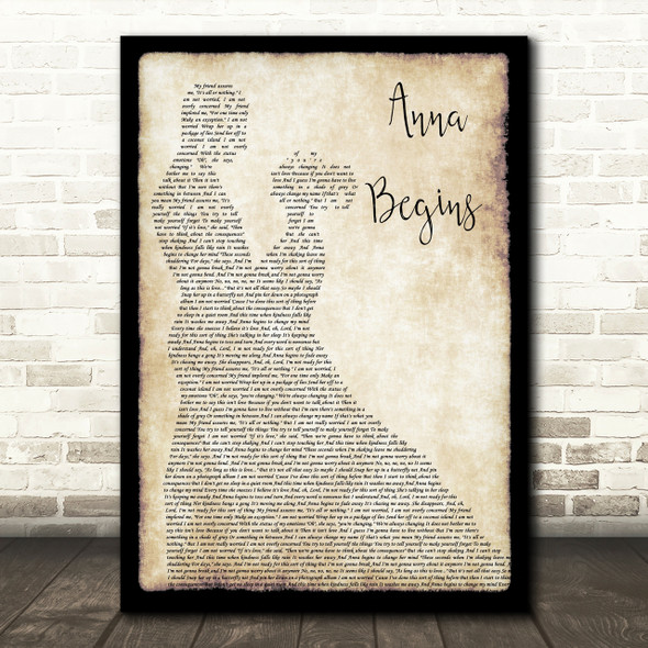 Counting Crows Anna Begins Song Lyric Man Lady Dancing Quote Print