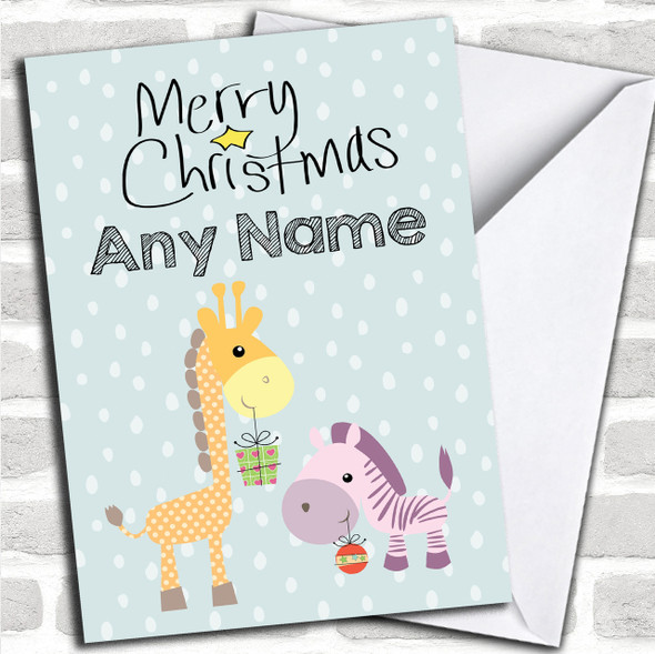 Cute Giraffe Children's Personalized Christmas Card