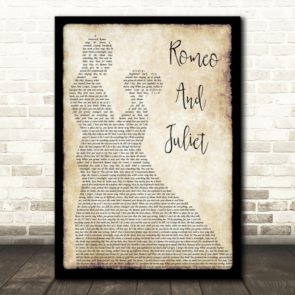 Dire Straits Romeo And Juliet Man Lady Dancing Song Lyric Quote Print