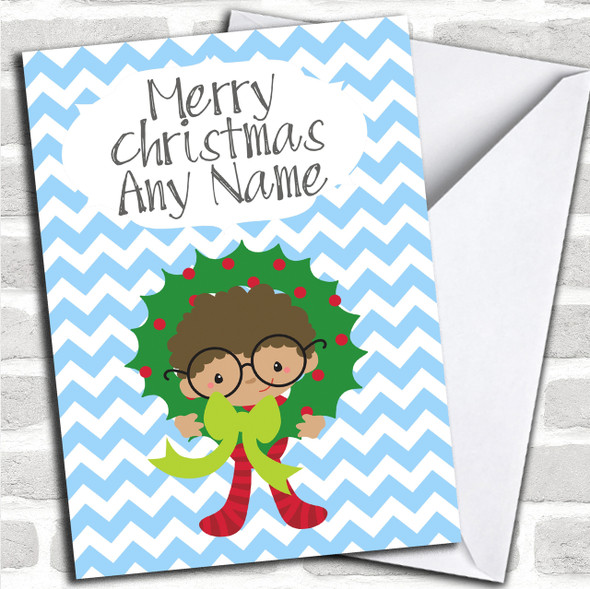 Boy With Glasses Children's Personalized Christmas Card