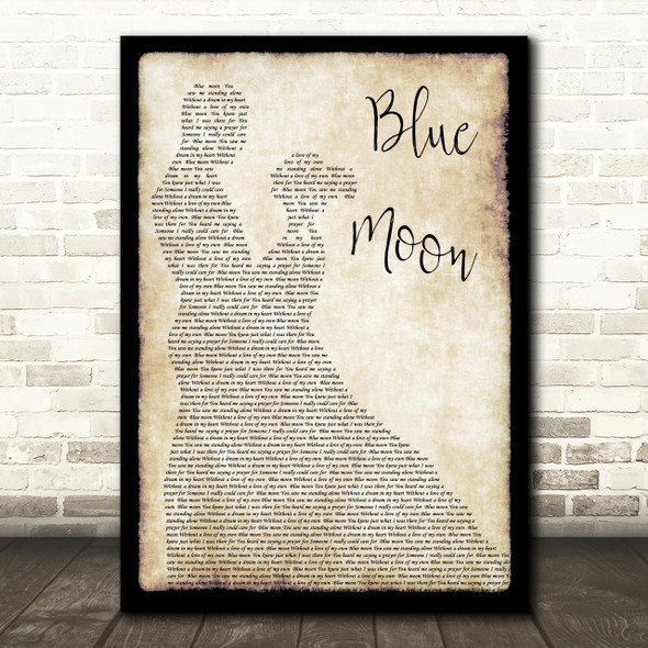 Elvis Presley Blue Moon Man Lady Dancing Song Lyric Quote Print