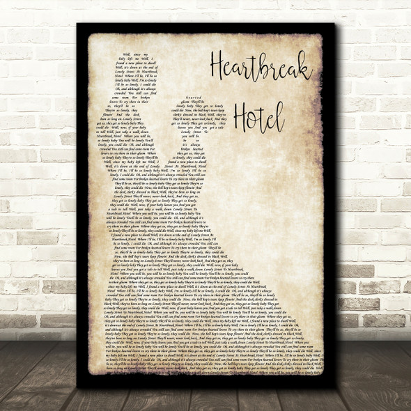 Elvis Presley Heartbreak Hotel Man Lady Dancing Song Lyric Quote Print