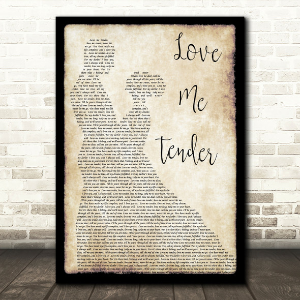 Elvis Presley Love Me Tender Man Lady Dancing Song Lyric Quote Print
