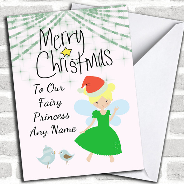 Blonde Fairy Princess Children's Personalized Christmas Card