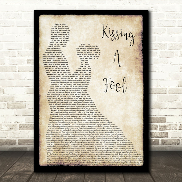George Michael Kissing A Fool Man Lady Dancing Song Lyric Quote Print