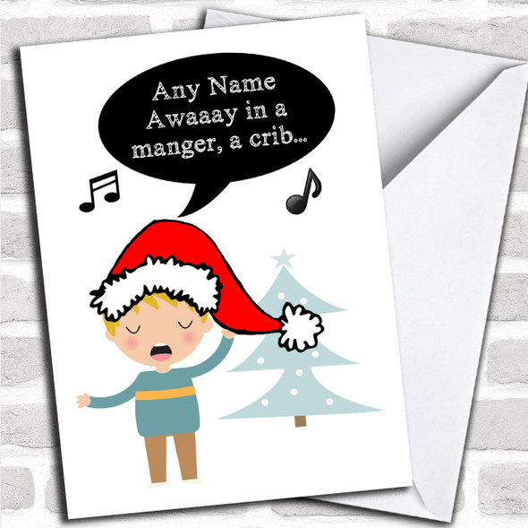Sing Away In A Manger Personalized Christmas Card