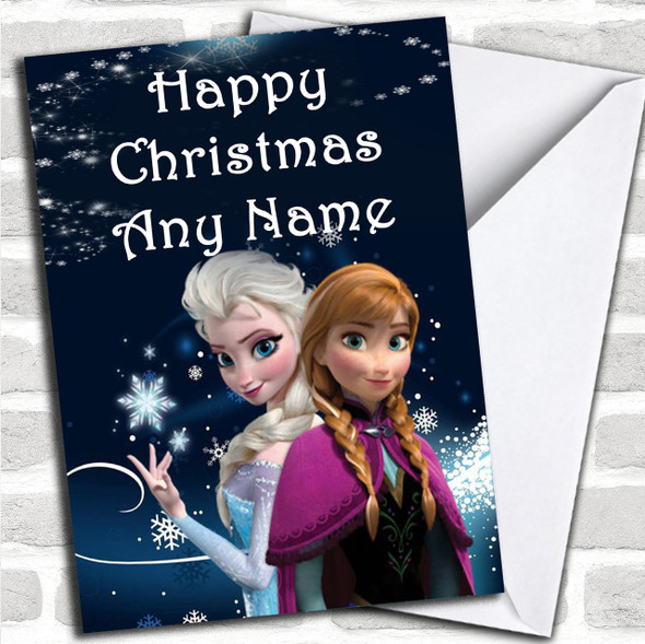 Frozen Anna And Elsa Christmas Card Personalized