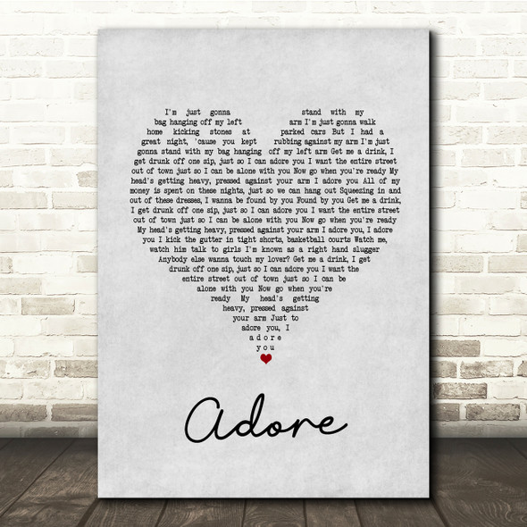 Amy Shark Adore Grey Heart Song Lyric Quote Print