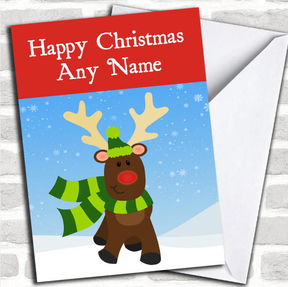 Cute Reindeer Christmas Card Personalized