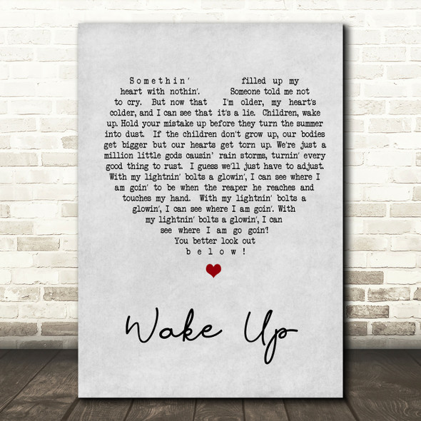 Arcade Fire Wake Up Grey Heart Song Lyric Quote Print