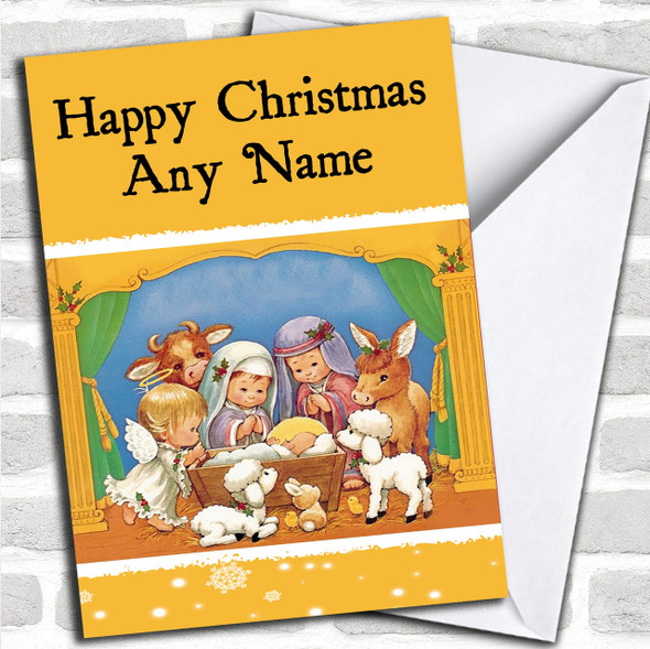 Cute Nativity Christmas Card Personalized