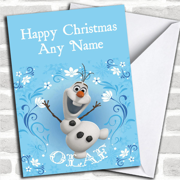 Blue Olaf Frozen Christmas Card Personalized