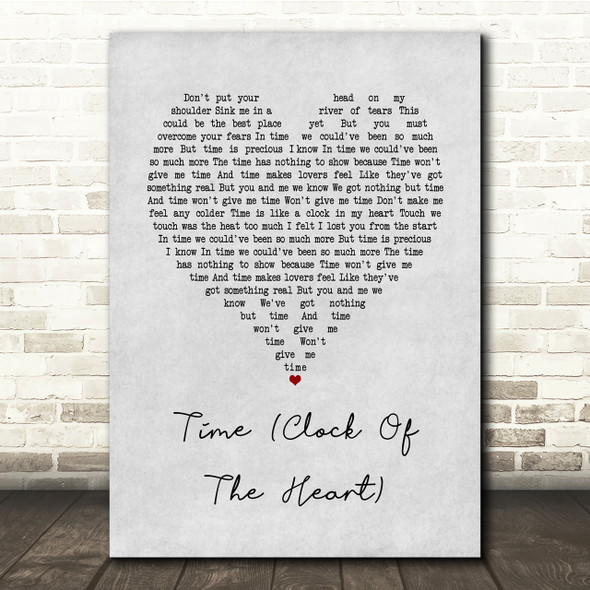 Culture Club Time (Clock Of The Heart) Grey Heart Song Lyric Quote Print