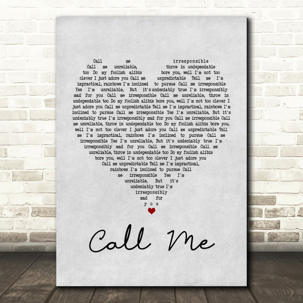 Dinah Washington & Brook Benton Call Me Grey Heart Song Lyric Quote Print