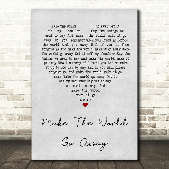 Duffy Make The World Go Away Grey Heart Song Lyric Quote Print